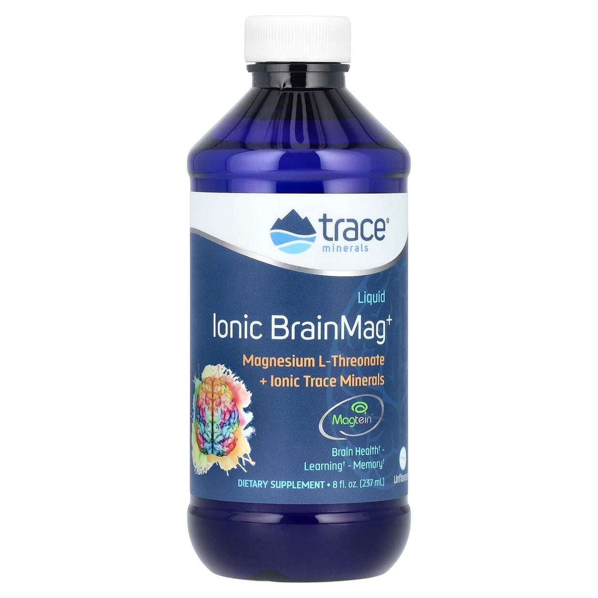 Trace Minerals ®, Liquid Ionic BrainMag+, Unflavored, 8 fl oz (237 ml) - Supply Center USA