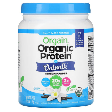 Orgain, Organic Protein Powder + Oatmilk, Plant Based, Vanilla Bean, 1.05 lb (479 g) - Supply Center USA