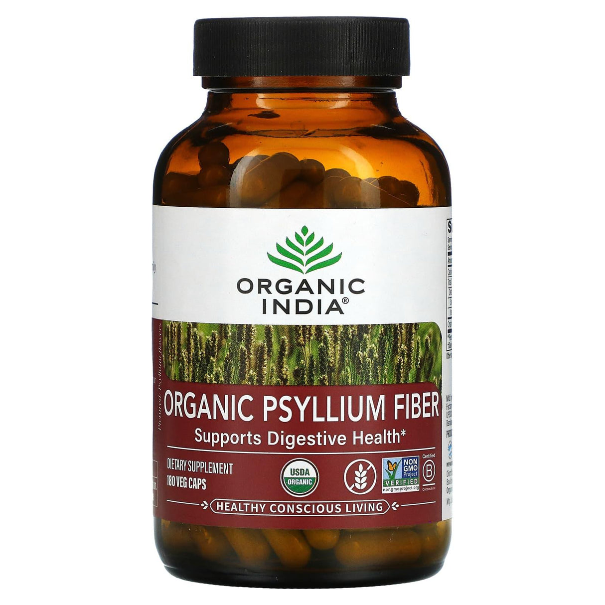 Organic India, Organic Psyllium Fiber, 180 Veg Caps - Supply Center USA