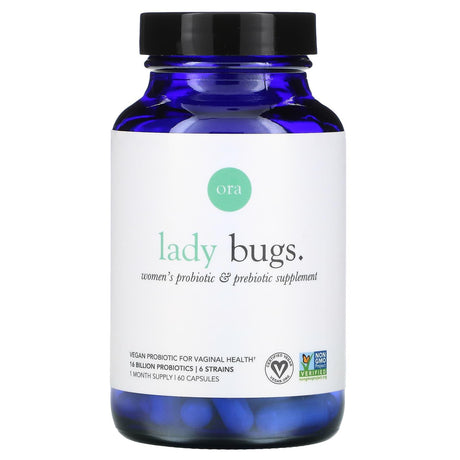 Ora, Lady Bugs, Women's Probiotic & Prebiotic Supplement, 60 Capsules - Supply Center USA