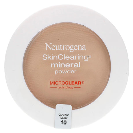 Neutrogena, SkinClearing Mineral Powder, Classic Ivory 10, 0.38 oz (11 g) - Supply Center USA