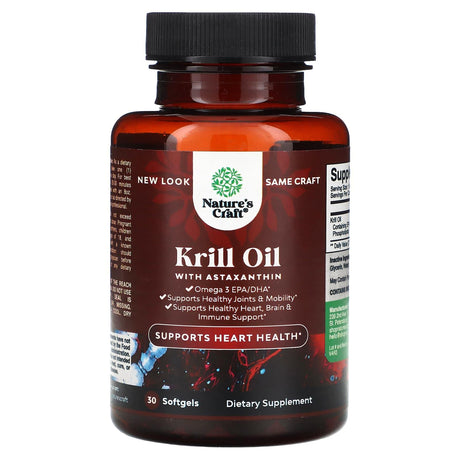 Nature's Craft, Krill Oil with Astaxanthin, 30 Softgels - Supply Center USA