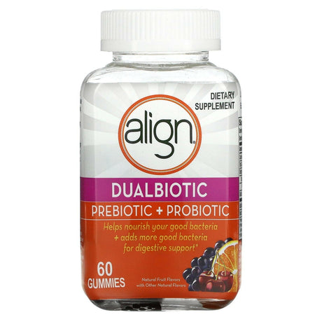 Align Probiotics, Dualbiotic, Prebiotic + Probiotic, Natural Fruit, 60 Gummies - Supply Center USA