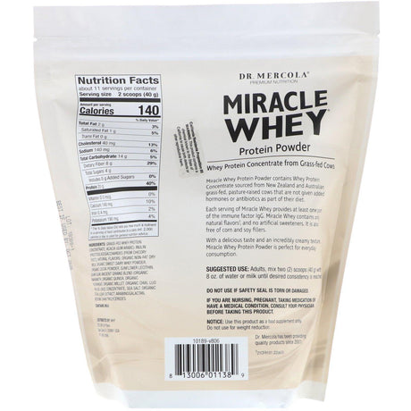 Dr. Mercola, Miracle Whey, Protein Powder, Chocolate, 1 lb (454 g) - Supply Center USA