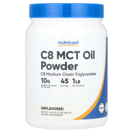 Nutricost, C8 MCT Oil Powder, Unflavored, 16.2 oz (454 g) - Supply Center USA