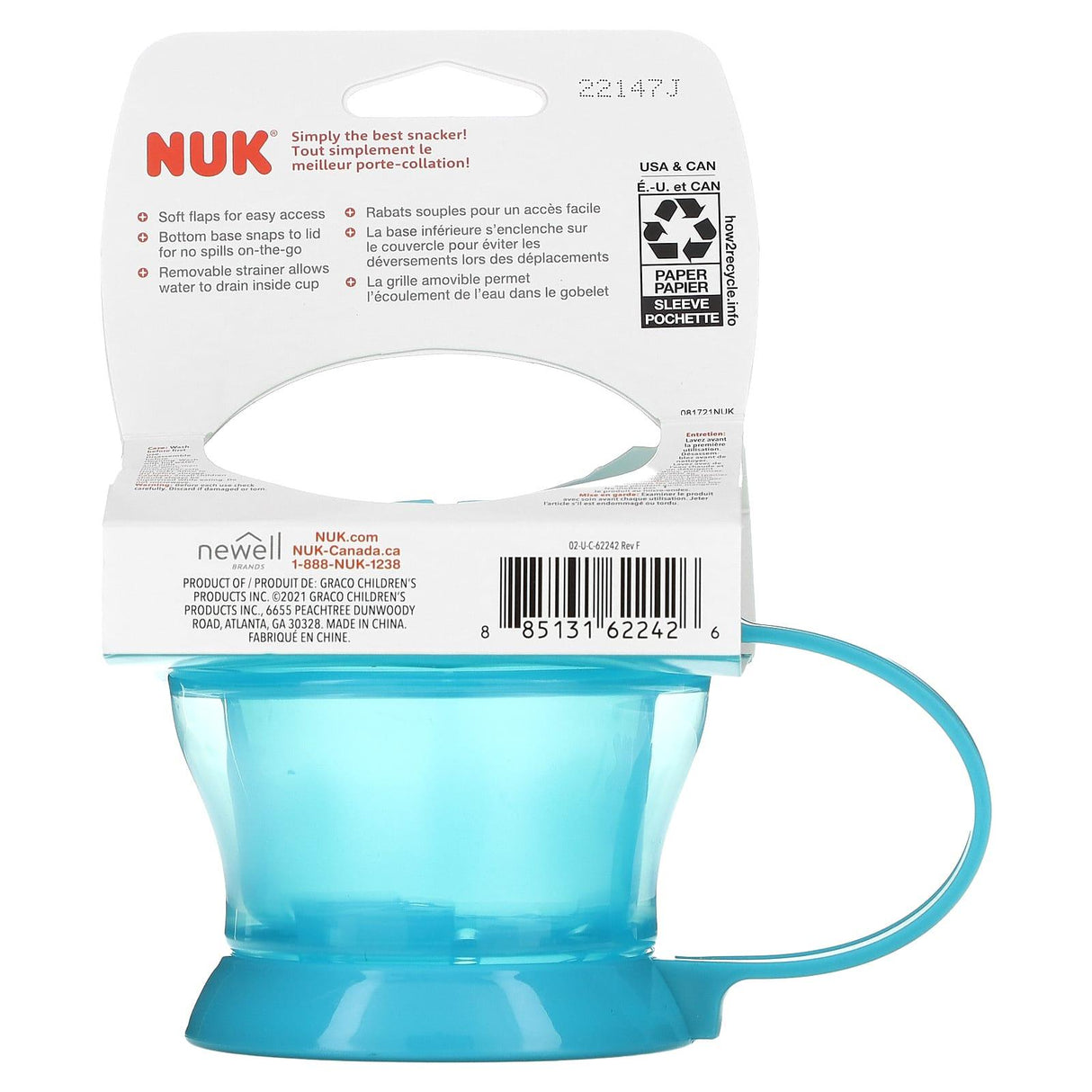 NUK, 2-in-1 Healthy Snacker, 12+ Months, Blue, 1 Snack Container - Supply Center USA