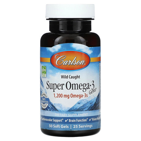 Carlson, Wild Caught Super Omega-3 Gems, 600 mg, 50 Soft Gels - Supply Center USA