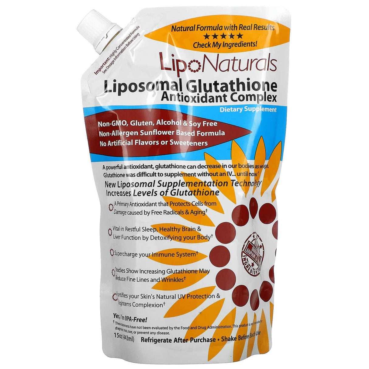 Lipo Naturals, Liposomal Glutathione Antioxidant Complex , 15 oz (443 ml) - Supply Center USA