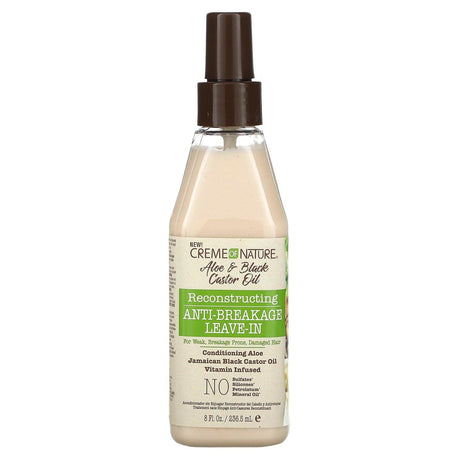 Creme Of Nature, Aloe & Black Castor Oil, Reconstructing Anti-Breaking Leave-In, 8 fl oz (236.5 ml) - Supply Center USA