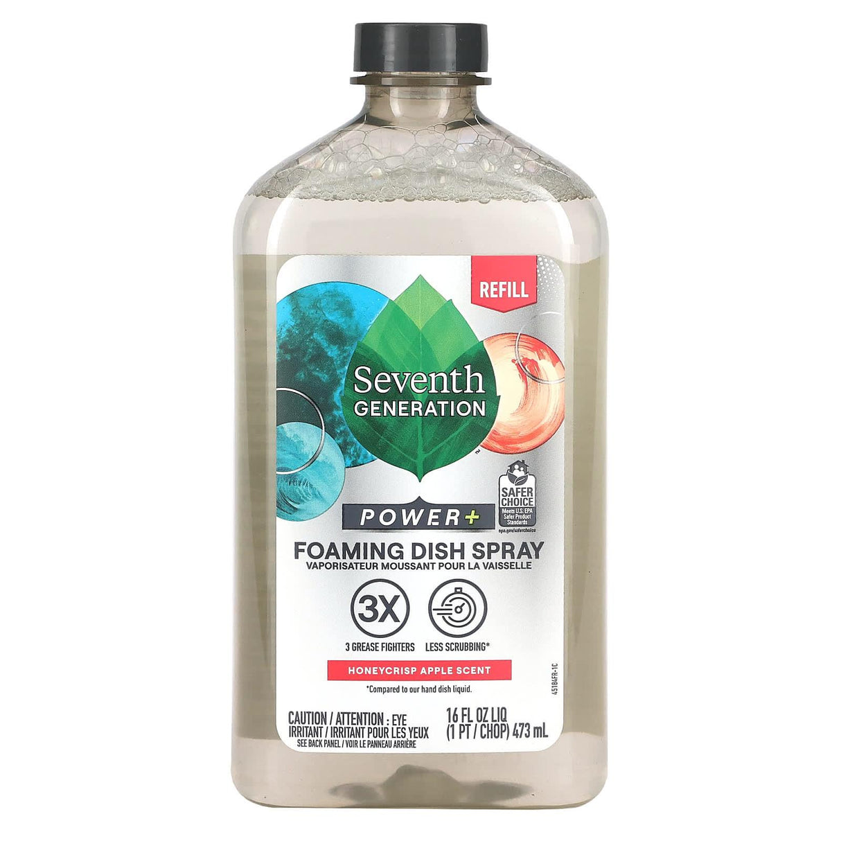 Seventh Generation, Power+ Foaming Dish Spray, Refill, Honeycrisp Apple, 16 fl oz (473 ml) - Supply Center USA