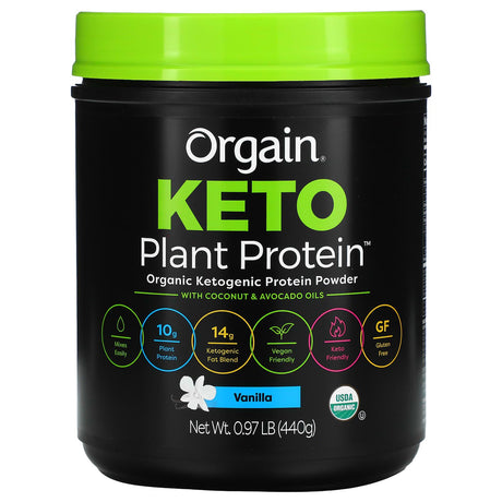 Orgain, Keto, Organic Plant Protein Powder, Chocolate, 0.97 lb (440 g) - Supply Center USA