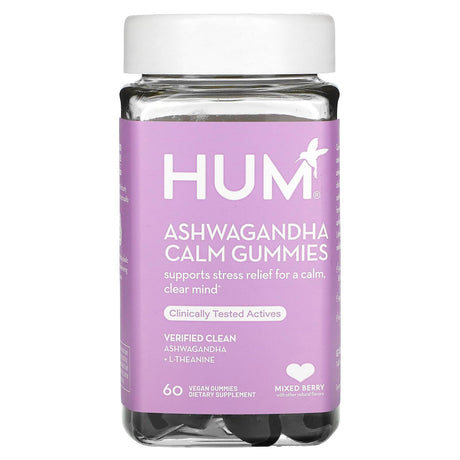 HUM Nutrition, Ashwagandha Calm Gummies, Mixed Berry, 60 Vegan Gummies - Supply Center USA