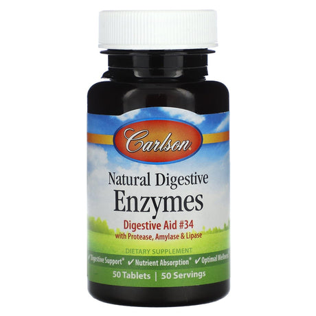 Carlson, Natural Digestive Enzymes , 50 Tablets - Supply Center USA