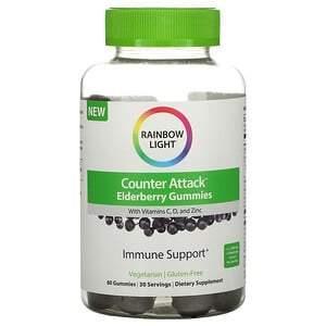 Rainbow Light, Counter Attack, Elderberry with Vitamin C, D, and Zinc, 60 Gummies - Supply Center USA