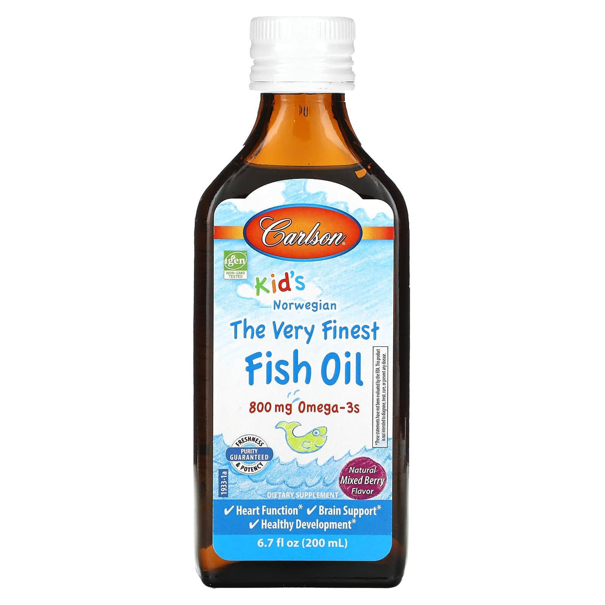 Carlson, Kids, The Very Finest Fish Oil, Natural Mixed Berry , 800 mg, 6.7 fl oz (200 ml) - Supply Center USA