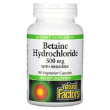 Natural Factors, Betaine Hydrochloride with Fenugreek, 500 mg, 90 Vegetarian Capsules - Supply Center USA