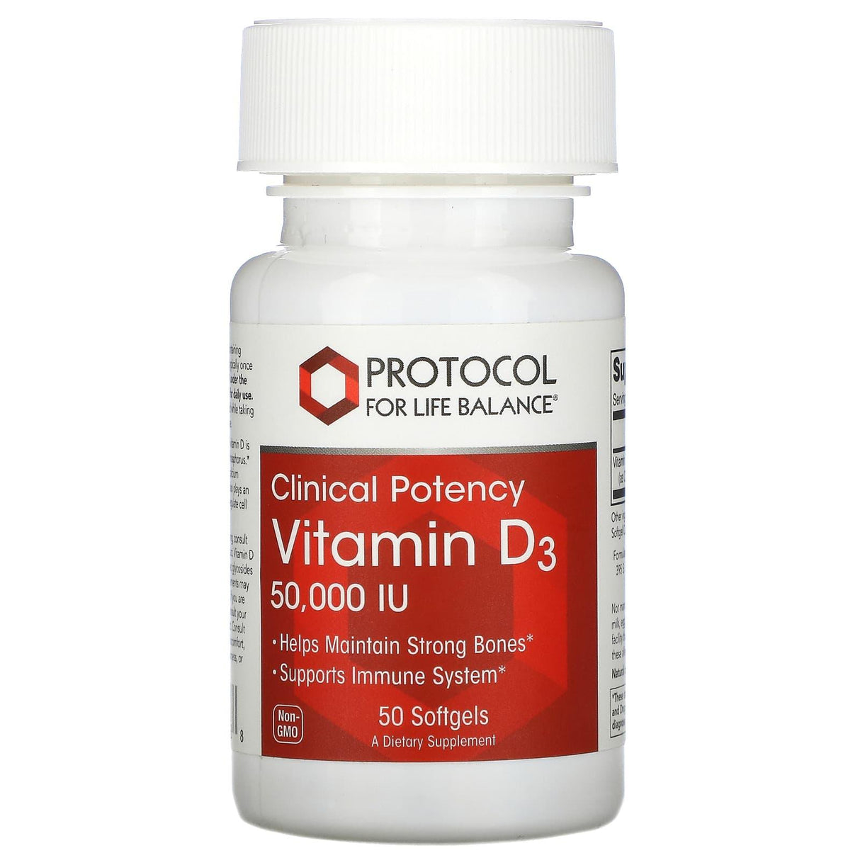 Protocol for Life Balance, Vitamin D3, Clinical Potency, 50,000 IU, 50 Softgels - Supply Center USA