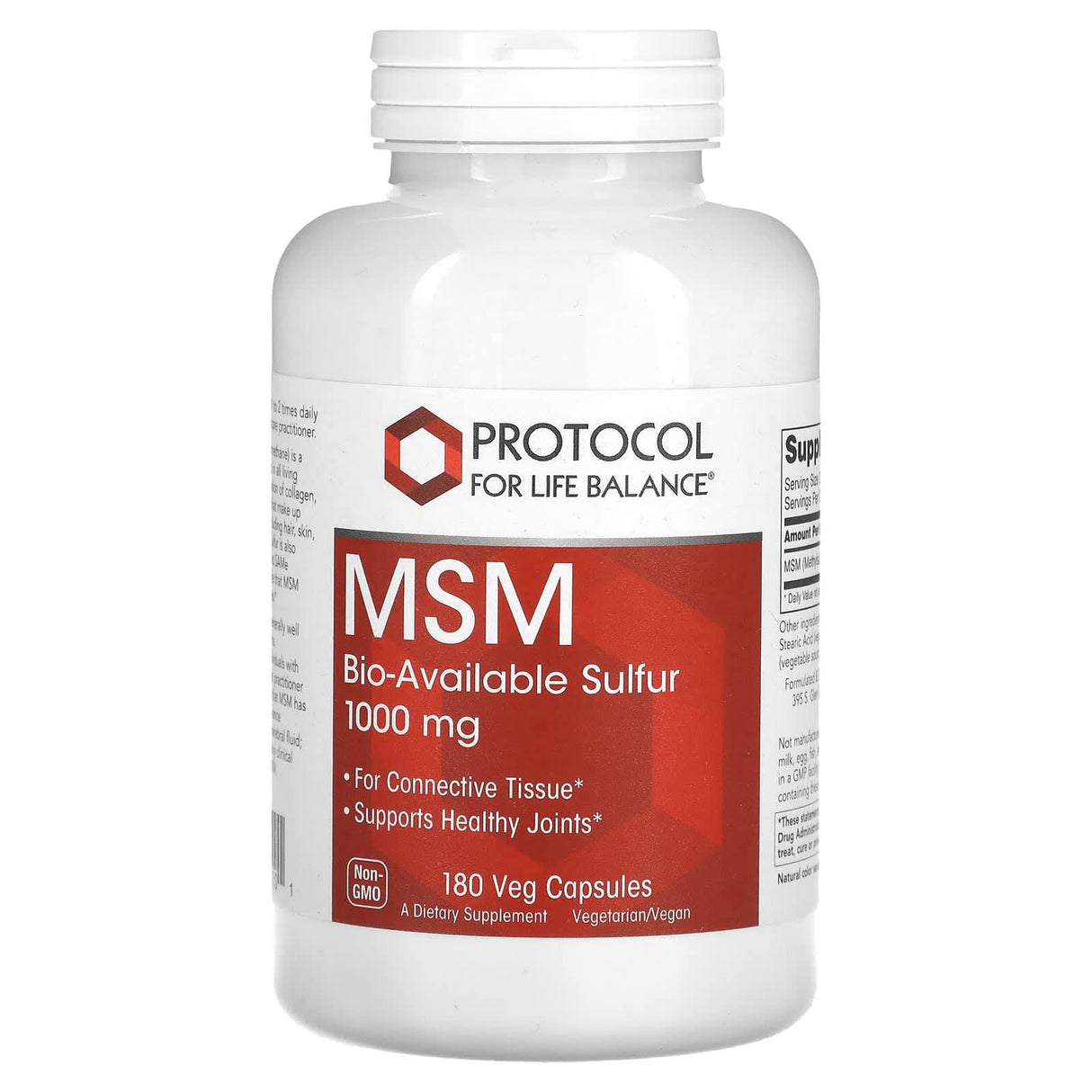 Protocol for Life Balance, MSM, 1,000 mg, 180 Veg Capsules - Supply Center USA