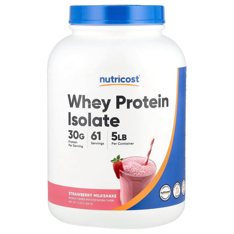 Nutricost, Whey Protein Isolate, Strawberry Milkshake, 5 lb (2,268 g) - Supply Center USA