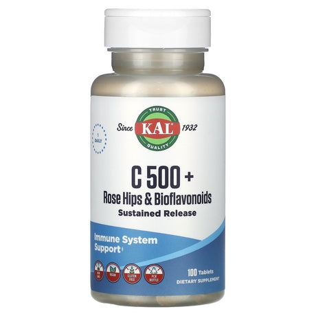 KAL, C 500 + Rose Hips & Bioflavonoids, 100 Tablets - Supply Center USA