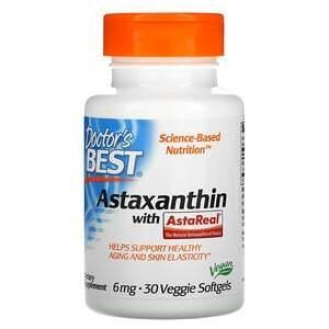 Doctor's Best, Astaxanthin with AstaReal, 6 mg, 30 Veggie Softgels - Supply Center USA