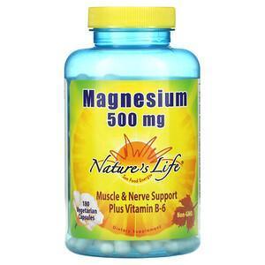 Nature's Life, Magnesium Plus Vitamin B-6, 500 mg, 180 Vegetarian Capsules - Supply Center USA