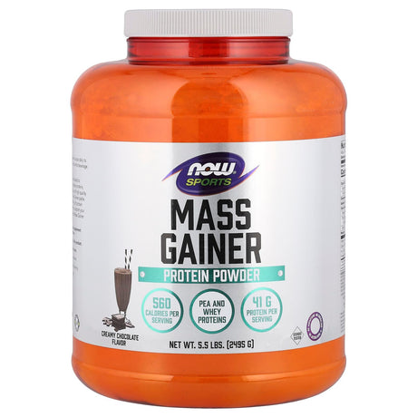 NOW Foods, Sports, Mass Gainer Protein Powder, Creamy Chocolate , 5.5 lbs (2,495 g) - Supply Center USA