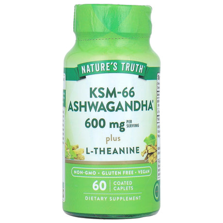 Nature's Truth, KSM-66 Ashwagandha Plus L-Theanine, 300 mg, 60 Coated Caplets - Supply Center USA