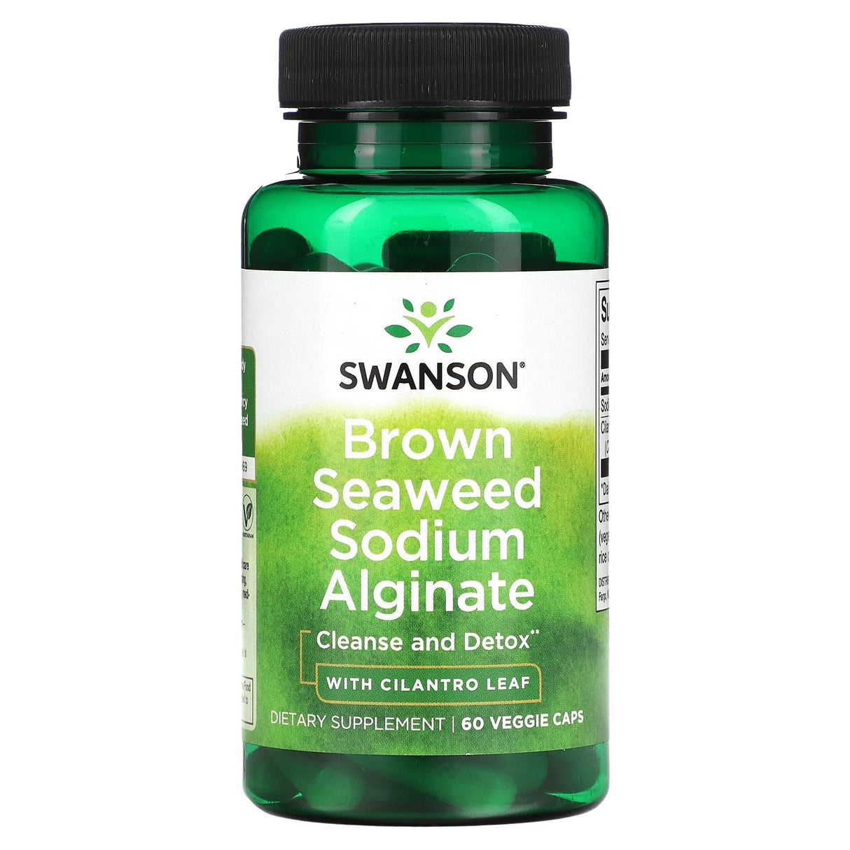 Swanson, Brown Seaweed Sodium Alginate with Cilantro Leaf, 60 Veggie Caps - Supply Center USA