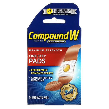 Compound W, Wart Remover, One Step Pads, Maximum Strength, 14 Medicated Pads - Supply Center USA