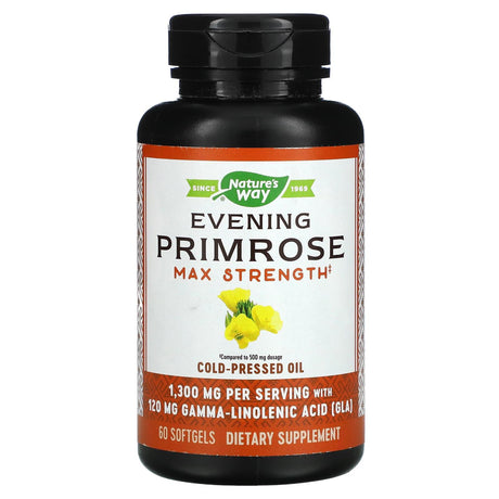 Nature's Way, Evening Primrose, Cold-Pressed Oil, Max Strength, 1,300 mg, 120 Softgels - Supply Center USA