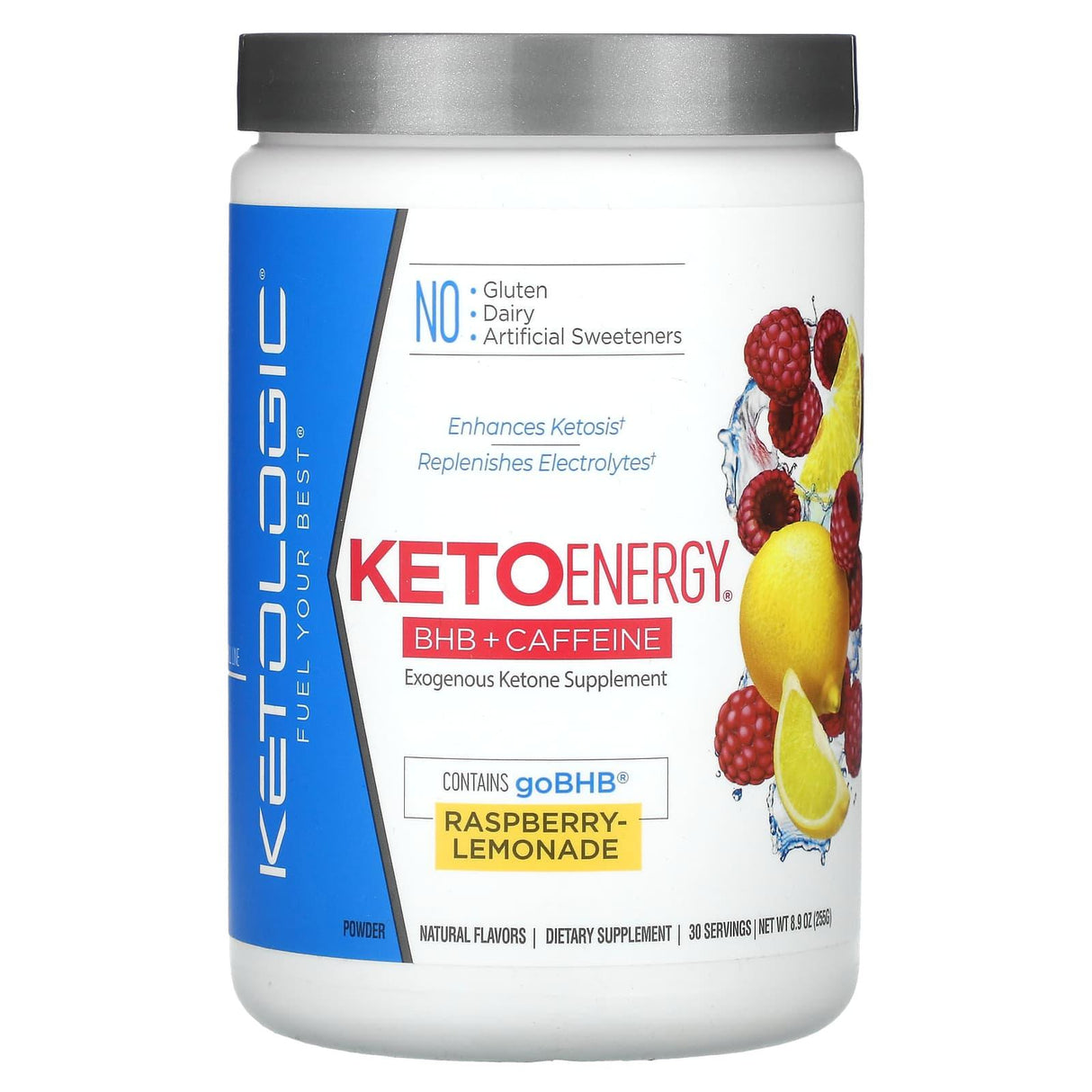 KetoLogic, Keto Energy, BHB + Caffeine, Raspberry-Lemonade, 8.9 oz (255 g) - Supply Center USA