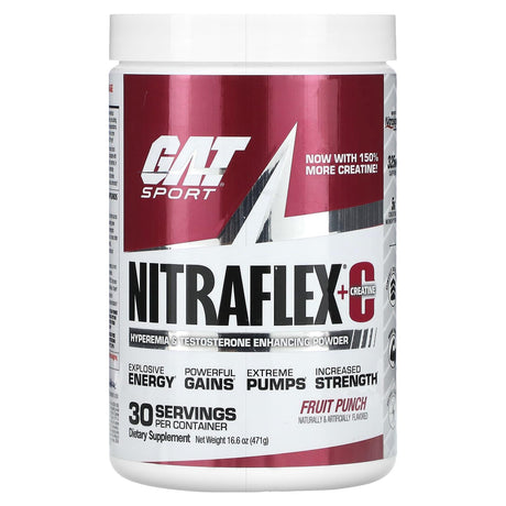 GAT, NITRAFLEX + Creatine, Fruit Punch, 16.6 oz (471 g) - Supply Center USA