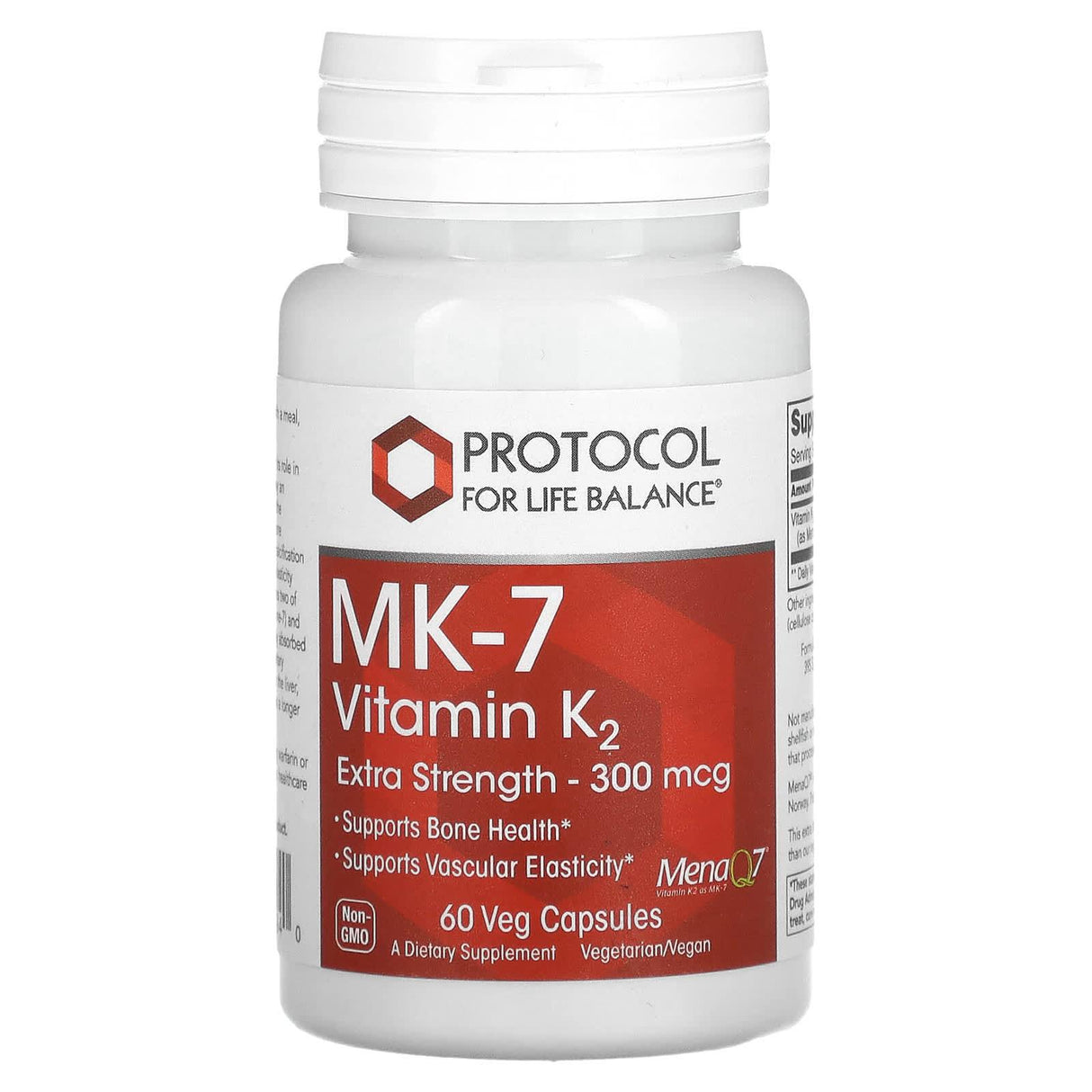 Protocol for Life Balance, MK-7 Vitamin K2, Extra Strength, 300 mcg, 60 Veg Capsules - Supply Center USA