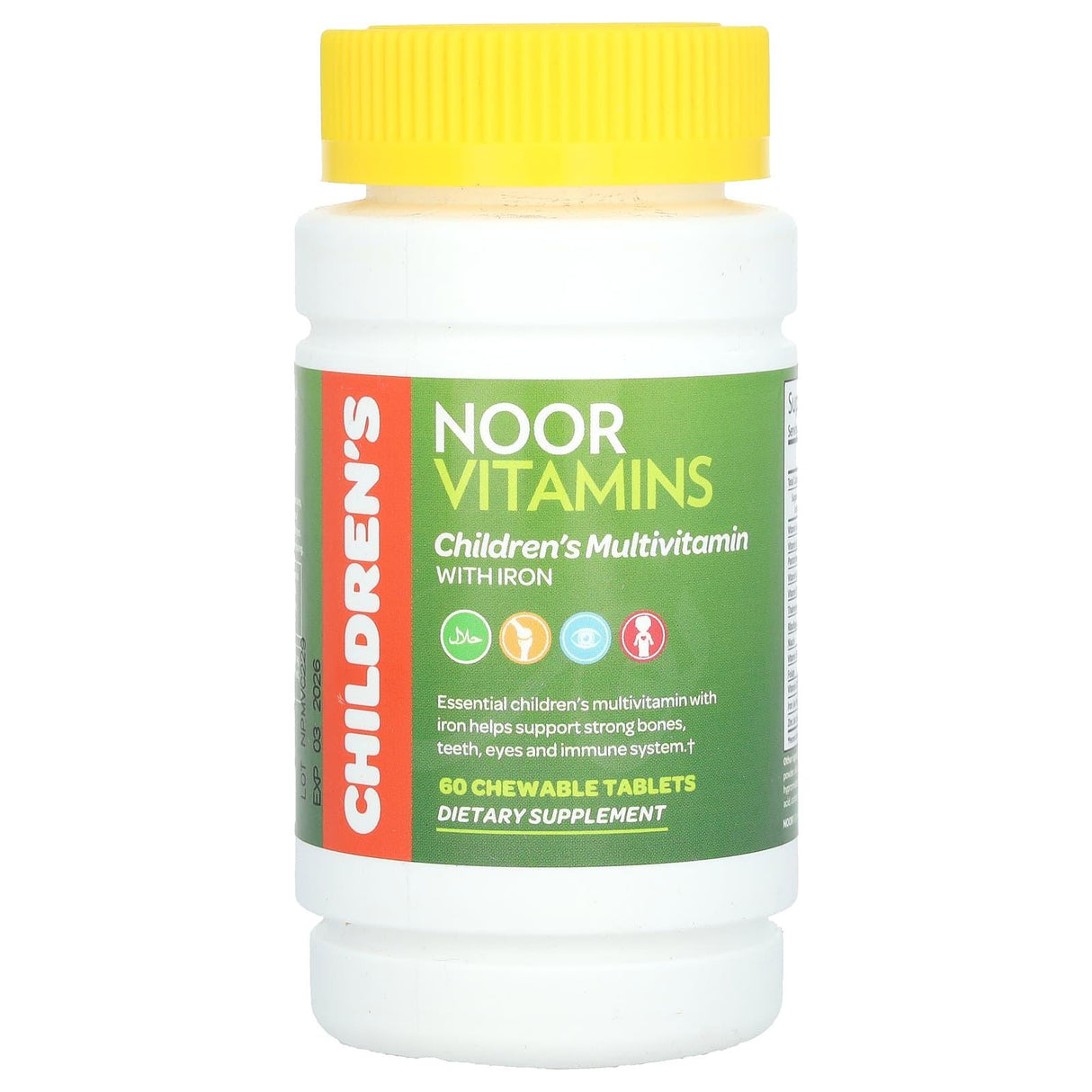 Noor Vitamins, Children's Multivitamin with Iron , 60 Chewable Tablets - Supply Center USA