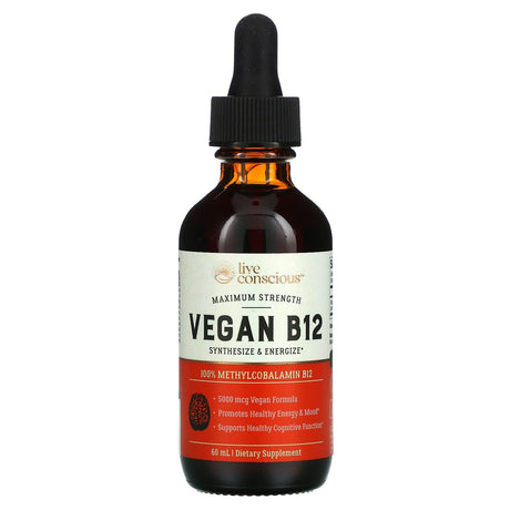 Live Conscious, Vegan B12, Maximum Strength, 60 mL - Supply Center USA