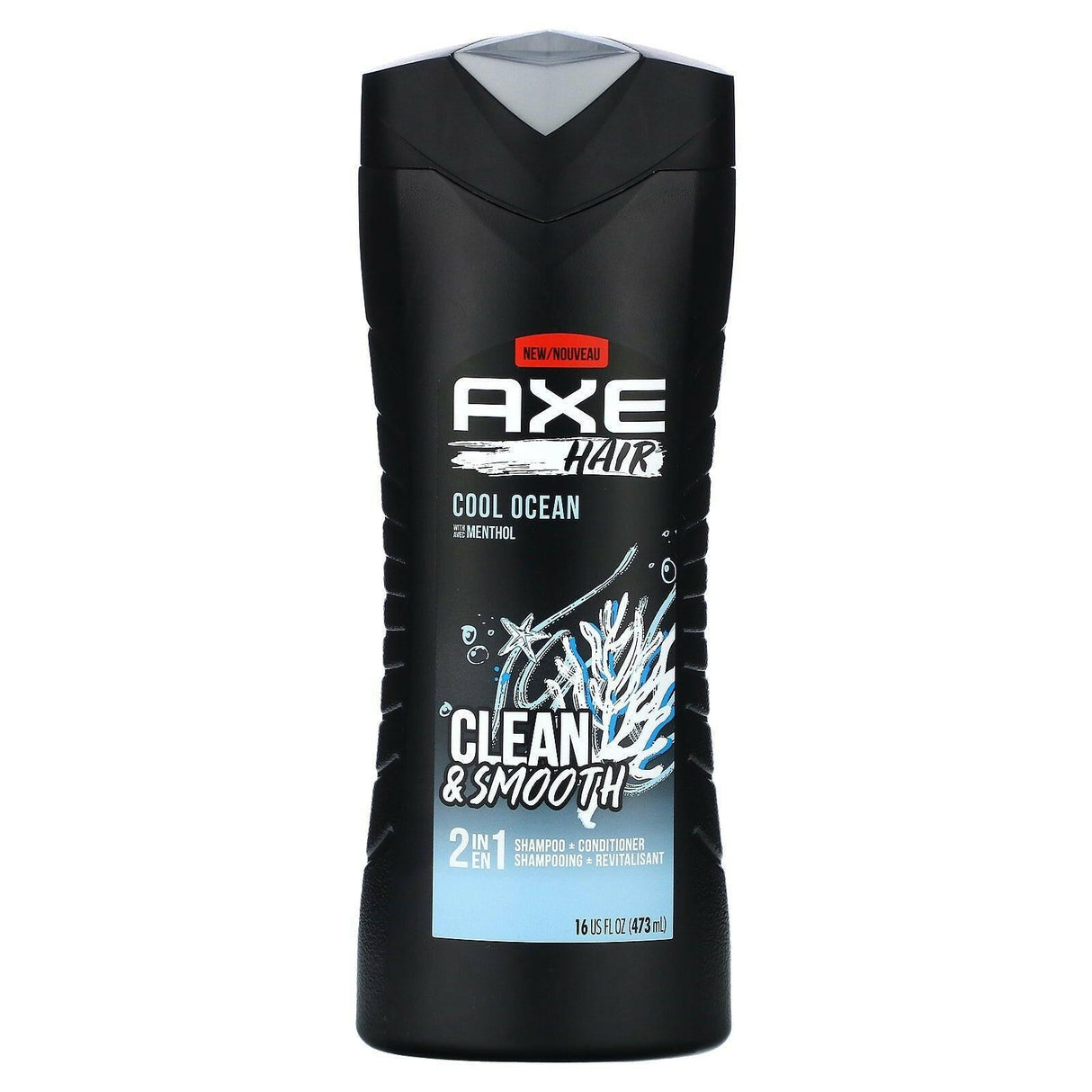 Axe, Hair, Clean & Smooth, 2 In 1 Shampoo + Conditioner, Cool Ocean, 16 fl oz (473 ml) - Supply Center USA