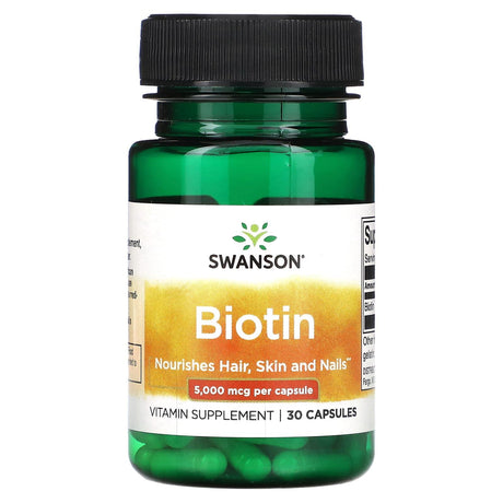 Swanson, Biotin, 5,000 mcg, 30 Capsules - Supply Center USA