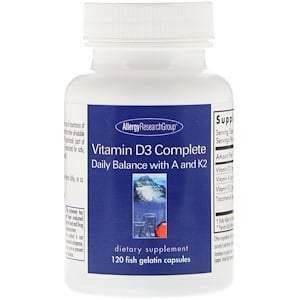 Allergy Research Group, Vitamin D3 Complete, 120 Fish Gelatin Capsules - Supply Center USA