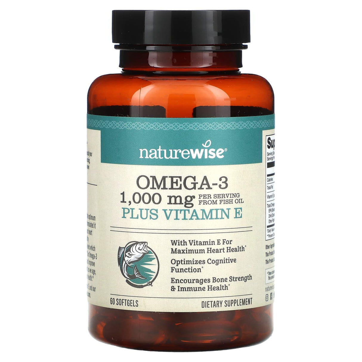 NatureWise, Omega 3 Plus Vitamin E, 60 Softgels - Supply Center USA