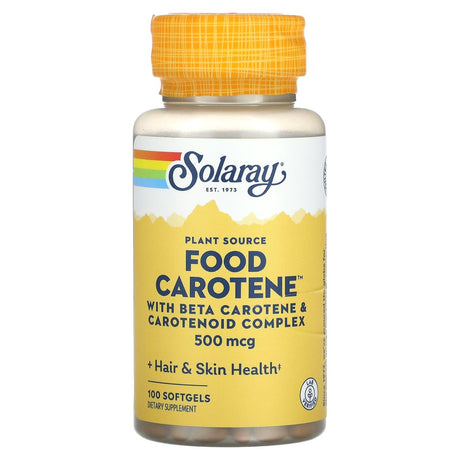 Solaray, Plant Source, Food Carotene with Beta Carotene & Carotenoid Complex, 500 mcg, 100 Softgels - Supply Center USA