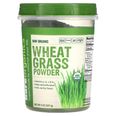 BareOrganics, Raw Organic Wheatgrass Powder, 8 oz (227 g) - Supply Center USA