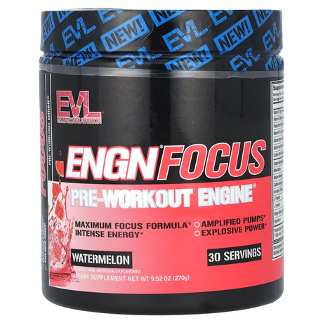 EVLution Nutrition, ENGN, Pre-Workout Engine, Watermelon, 9.52 oz (270 g) - Supply Center USA