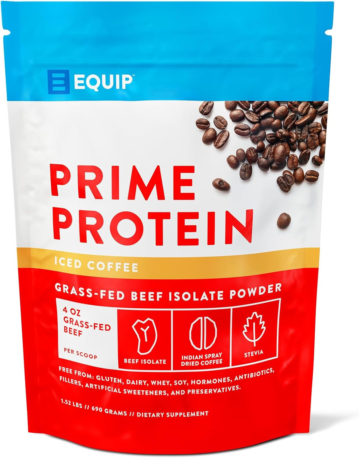 Equip Foods Prime Protein Powder | Clean, Grass Fed Beef Protein Isolate | Carnivore Protein Powder | Paleo, Keto Friendly | Gluten, Dairy Free | Helps Build & Repair Tissue | 30 Servings, Chocolate