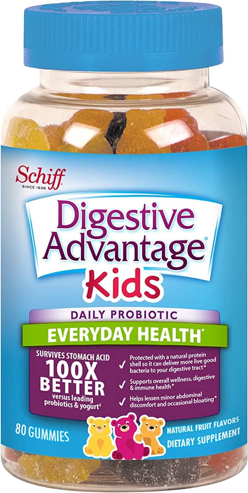 Digestive Advantage Probiotic Gummies for Digestive Health, Daily Probiotics for Women & Men, Support for Occasional Bloating, Minor Abdominal Discomfort & Gut Health, 80Ct Natural Fruit Flavors - Supply Center USA