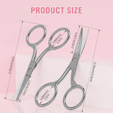 Eyebrow Scissors Curved and Rounded Small Grooming Scissors for Man and Woman Trimming Eyebrows, Nose, Mustache, Eyelashes, Ear Hairs, Nails and Cuticles.