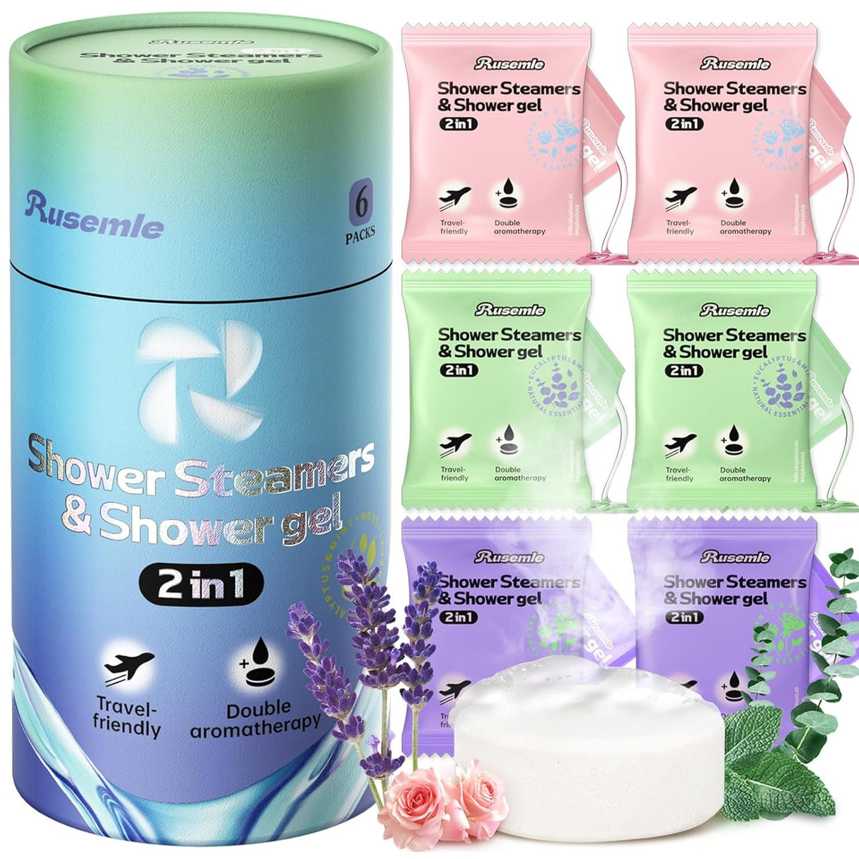 Shower Steamers Aromatherapy, 6 Pack Shower Bombs & 6 Pack Body Wash, Birthday Gifts for Women with Essential Oils, SPA Gifts for Women Mom, Valentines Day Gifts for Her, Him, Mom, Wife
