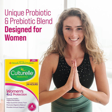 Culturelle Women’S 4-In-1 Daily Probiotic Supplements for Women - Supports Vaginal Health, Digestive Health, Immune Health, Occasional Diarrhea and Gas - Non-Gmo - 30 Count - Supply Center USA