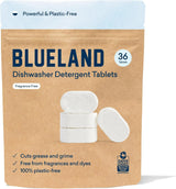 BLUELAND Dishwasher Detergent Tablet Refill 60 Count- Plastic-Free & Eco Friendly Alternative to Liquid Pods or Sheets - Natural, Sustainable - 60 Washes