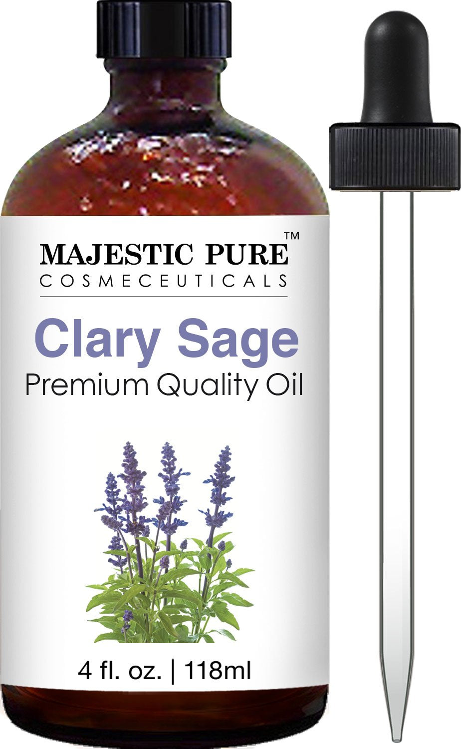 Majestic Pure Lavender Essential Oil with Glass Dropper | 100% Pure and Natural Lavender Oil | Premium Grade Essential Oils for Diffusers, Skin, Aromatherapy, Massage | 4 Fl Oz